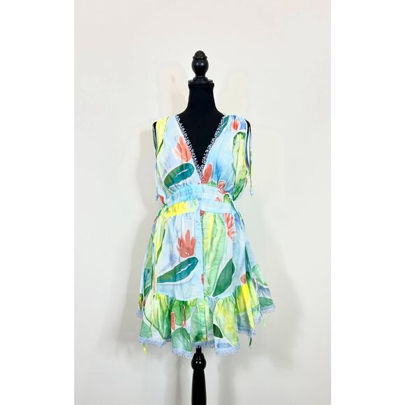CHARO RUIZ IBIZA Odette Mini Dress in Multicolor Small A-Line Floral Sleeveless - Picture 2 of 7